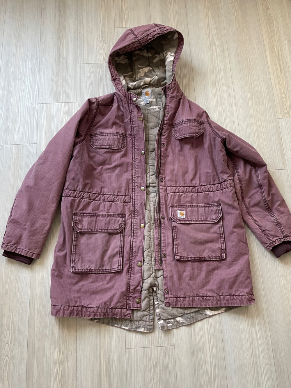 Carhartt Kids' Mauve Hooded Puffer-Style Work Jacket